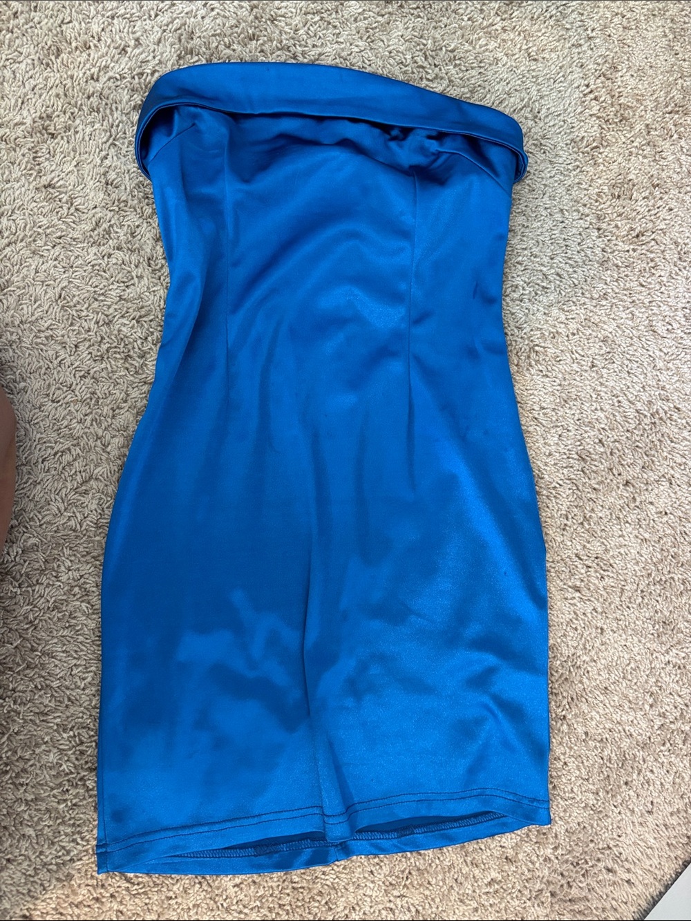 Strapless Cobalt Blue Satin Dress